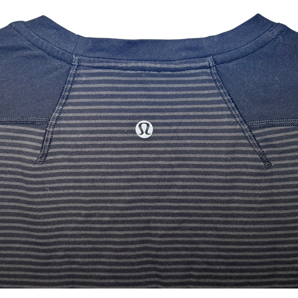 Lululemon Velocity Long Sleeve Shirt Hyper Stripe Black Grey Mens XL Athletic - Picture 4 of 8